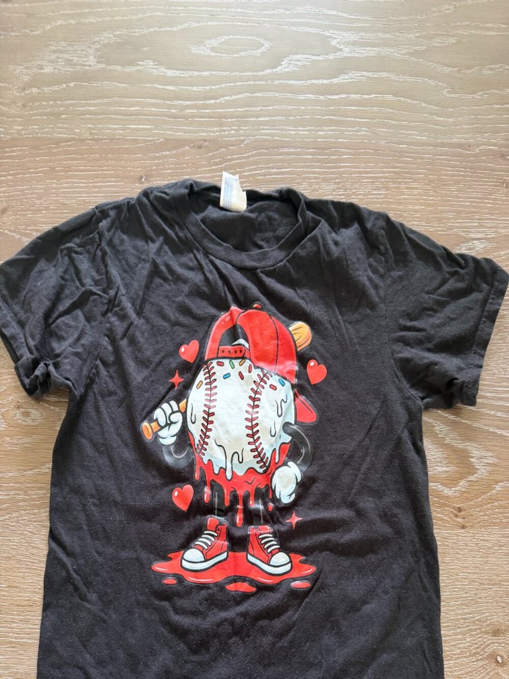 Boys Port & Company black baseball t-shirt tee short sleeve top size large